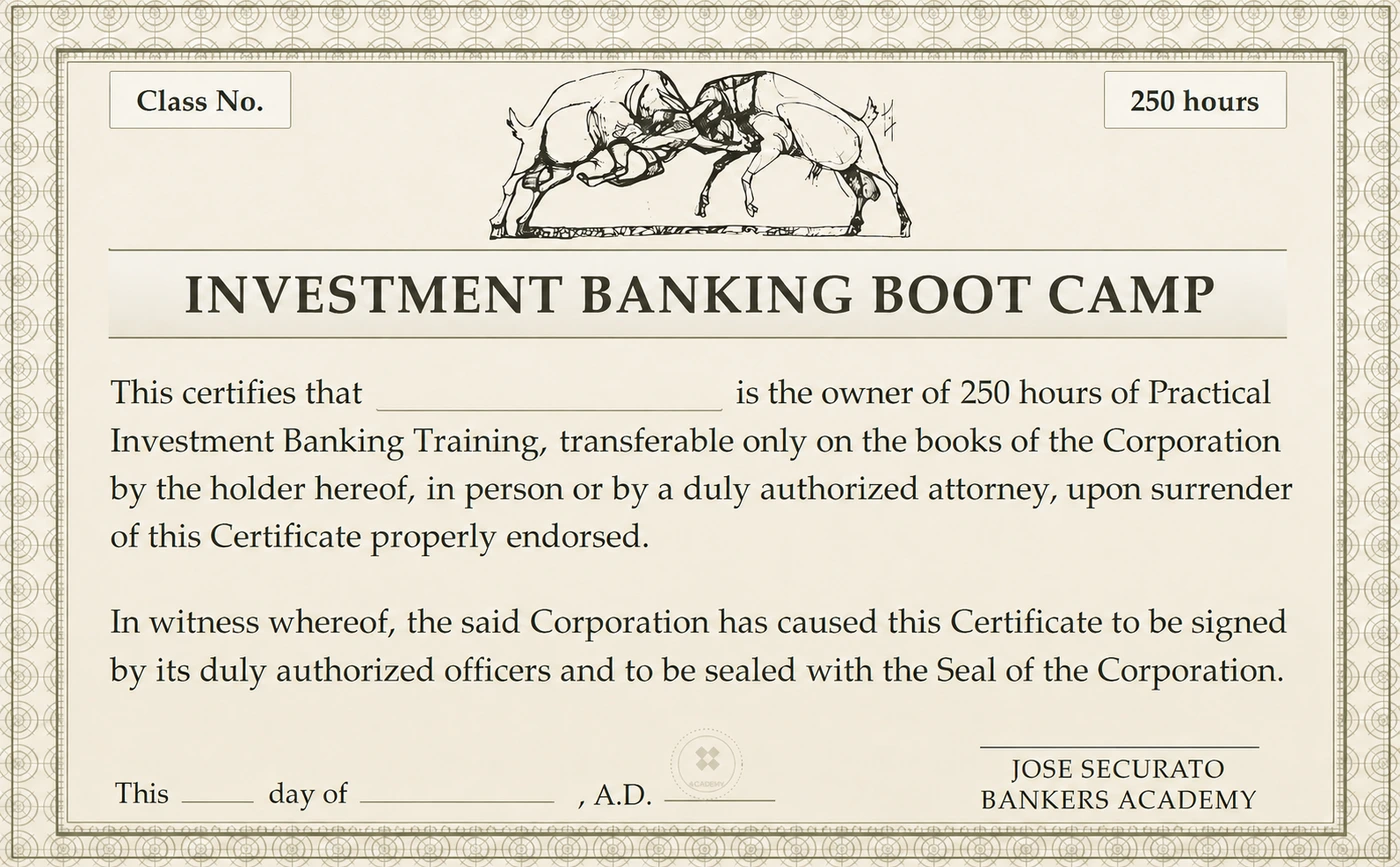 Certificado do Investment Banking Boot Camp